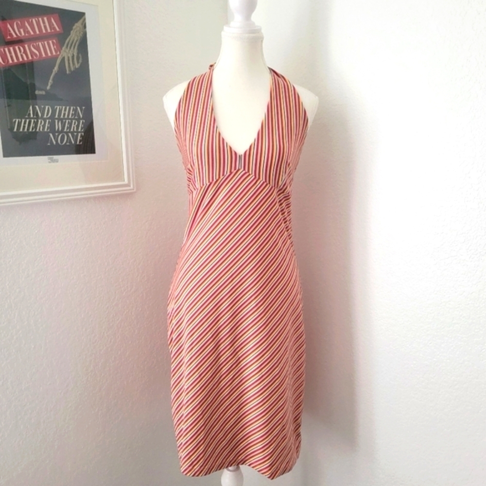 Vintage 80s 90s Esprit De Corps Made In USA Bodycon Halter Dress Small
